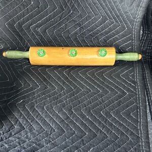 Wooden Rolling Pin with Green Handles
